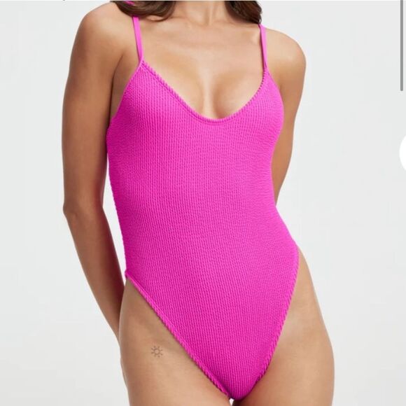 Good American ALWAYS FITS ONE-PIECE SWIMSUIT Hawaiian‎ Pink NWOT - Picture 1 of 7